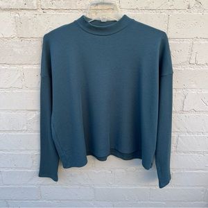 Eileen Fisher Cozy Waffle Knit Mock Neck Box-Top